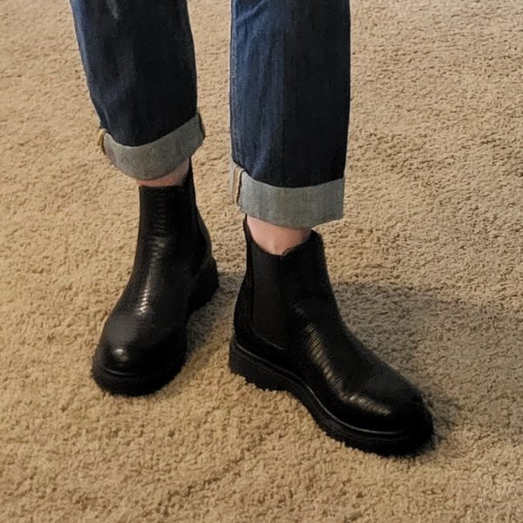 black croc print chelsea boots - Picture 3 of 4